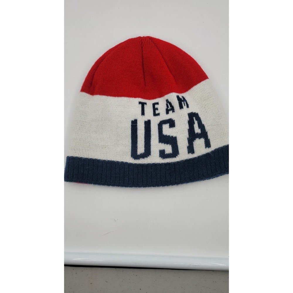Team USA Olympic Beanie Knit Hat Red Wht Blue Flag  Ski Snow Cross Country Skate - Picture 2 of 7